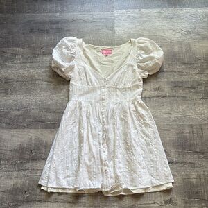 Dolls Kill Sugar Thrillz Halo Wrangle Me Puff Sleeve Mini Dress